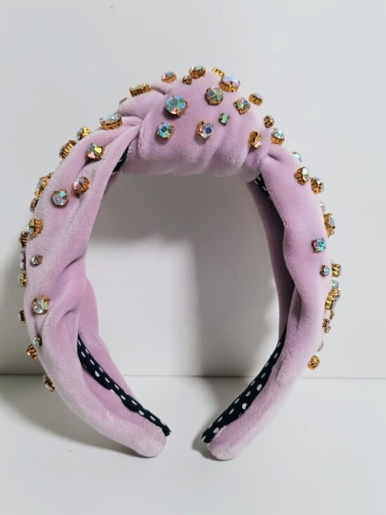 Embellished Crystal Knotted Velvet Headband Lavender Like Lele Sadoughi main image 6